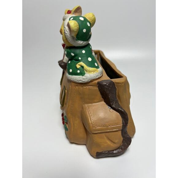 Porcelain Christmas Card Mail Holder Mr & Mrs Mice Santa & Helper - Picture 5 of 8